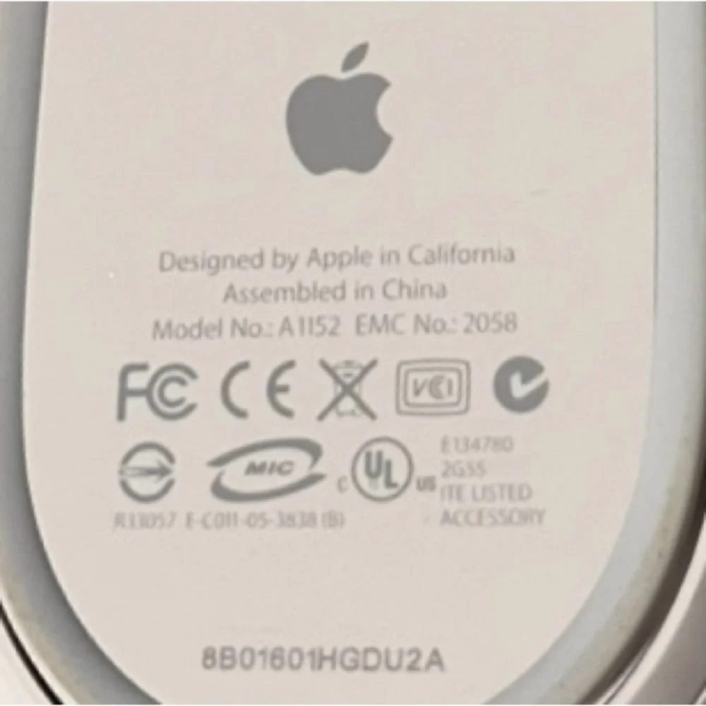 Authentic Apple A1152 EMC 2058 Wired Mighty Mouse Glossy White USB